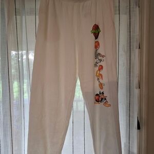 White Cartoon Graphic Joggers